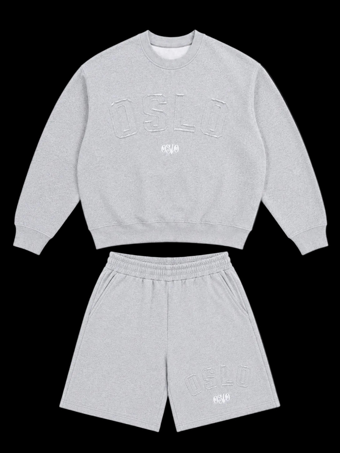OSLO HEATHER GREY CREWNECK & SHORTS SET